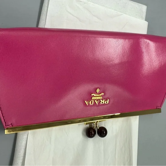 Prada Peonia leather kiss-lock mini clutch bag wallet- new - Picture 14 of 16